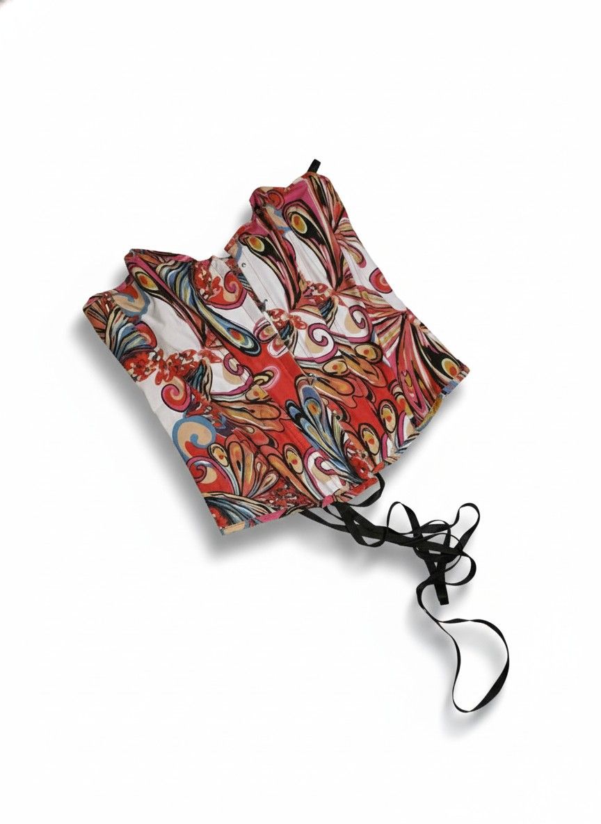 Psychedelic Print Lace-Up Corset Bustier Top size L