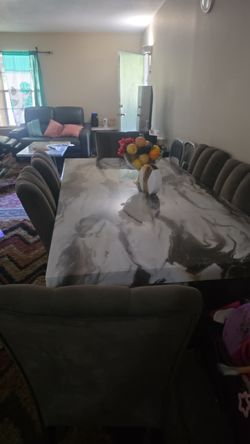 Large Dining Table Set with Chairs