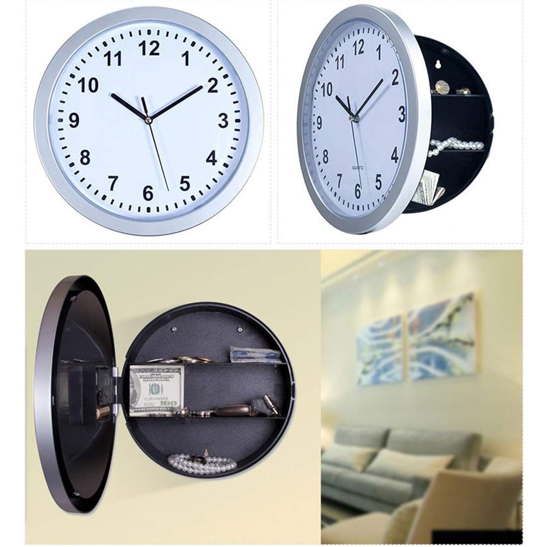 Wall Clock Hidden Safe Container Box