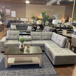 Reversible Sectional With Cup Holders - 3 Colors