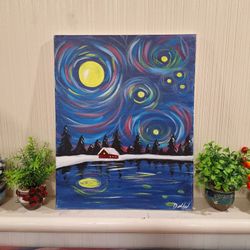 Painting "Starry Winter Night"