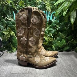 Old Gringo Floral Sheridan Pink Flower Embroidery Cowboy Boots Size 6.5 B