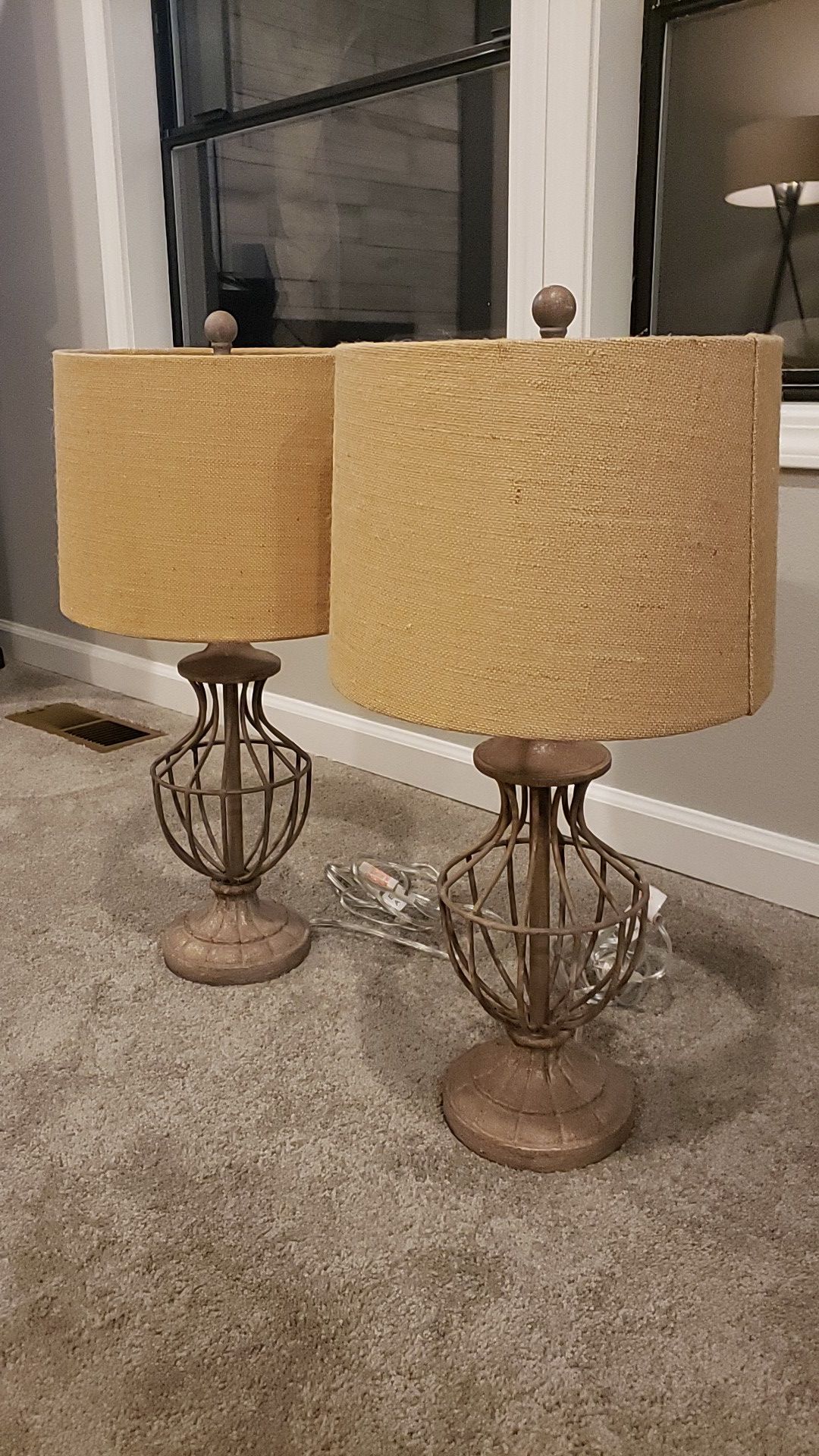 Two rustic table lamps