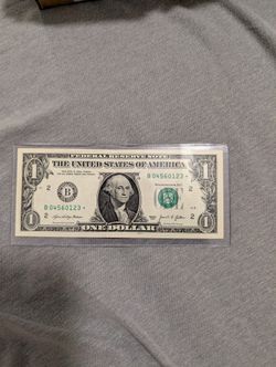 *Star Note $1 One Dollar Bill with Fancy Serial Number 0123-0456 Mini Ladder 🪜*