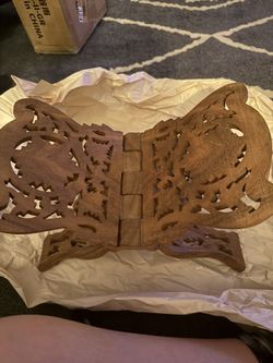 Gorgeous Boho Wood Carved Book Holder