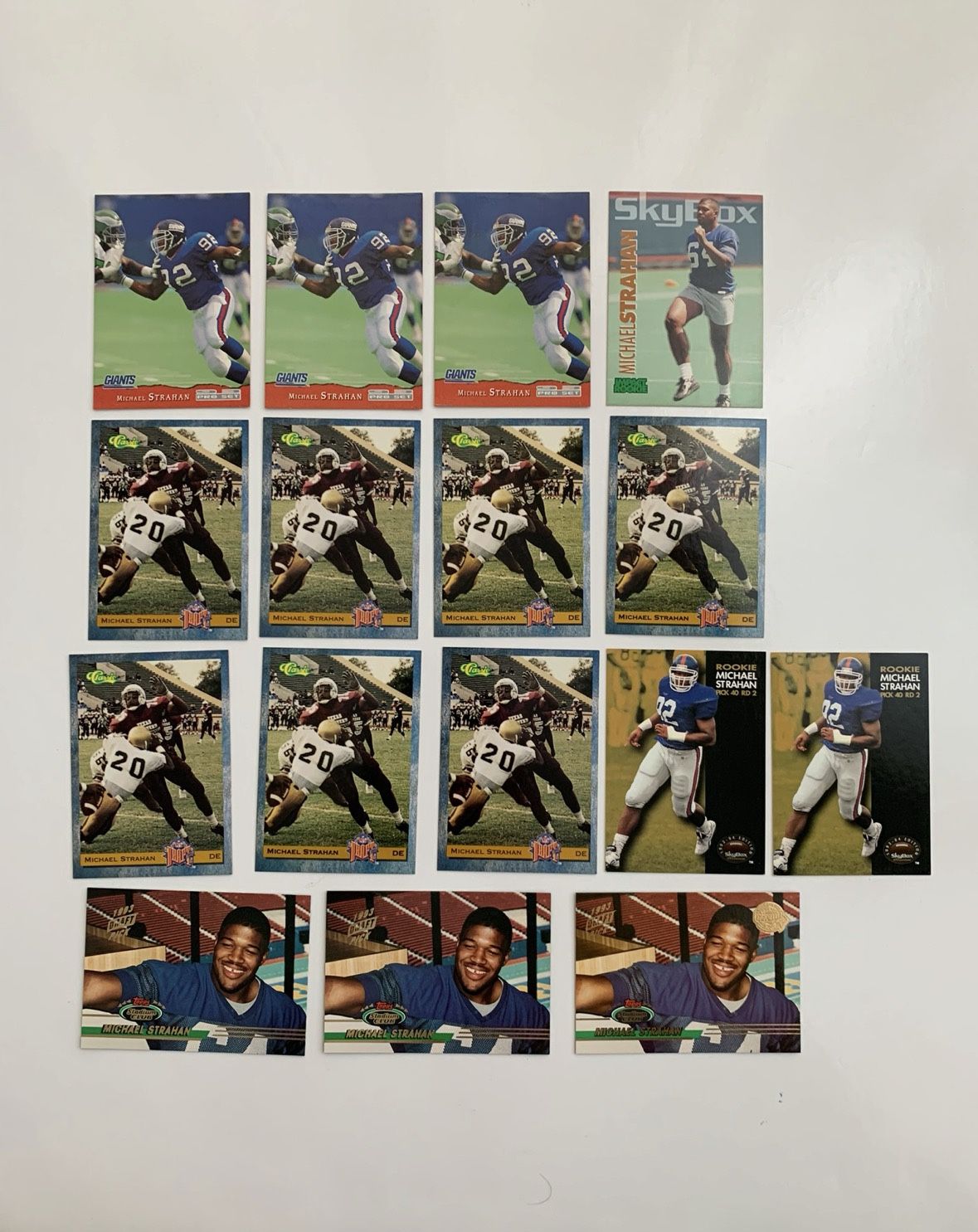 16 Michael Strahan Rookie Football Cards New York Giants