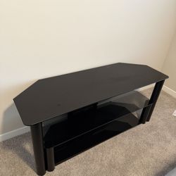 Modern Black Glass TV Stand / Media Console – Sleek & Sturdy