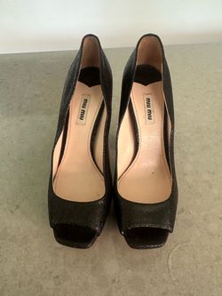 Miu Miu Black Peep-Toe Platform Heels Size 40