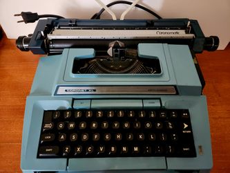 Smith Corona Electric Typewriter 6E Coronet XL Blue Retro w/Case and Cartridges