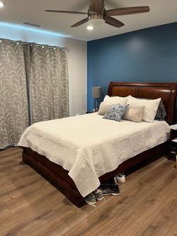 Cherry Wood Sleigh Bed Frame Queen
