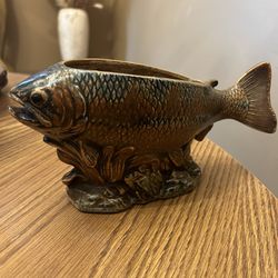 Vintage Trout Planter Fish Planter Vase cabin coastal decor Japan Napcoware 8985