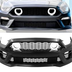 2015-2017 Ford Mustang Front Bumper Cover Lower Upper Grills W/ LED