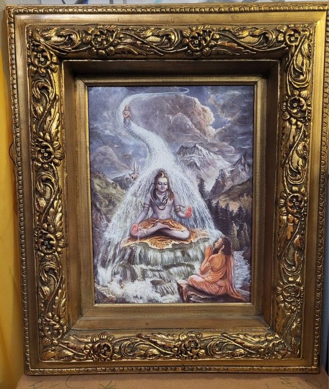 Handpainted Krishna Timeless Treasures Gold Framed Original Painting Mystical
