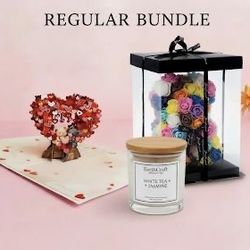 Handcrafted Valentine's Bundle: White Tea + Jasmine Candle with Rose Bear Gift Set