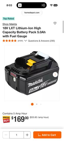 Makita 18V LXT 5.0Ah Lithium-Ion Battery