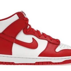 Championship White Red Nike Dunk High 