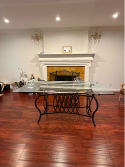 Glass and Iron Dining Table