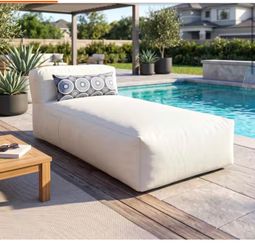 Beige Outdoor Bean Bag Chaise Lounge