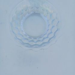 2 BUBBLE BLUE GLASS SAUCERS 