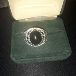 Sterling Silver Men's Ring Sz9 Black Onyx
