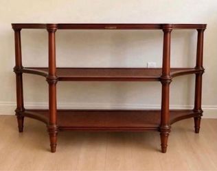Vintage Ethan Allen Legacy Three-Tier Rattan Console – Delivery Available