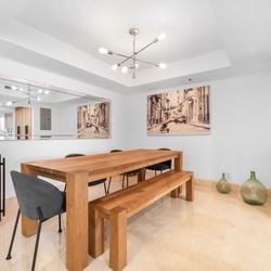 Terra Warm Brown Oak Solid Wood Dining Table with bench 