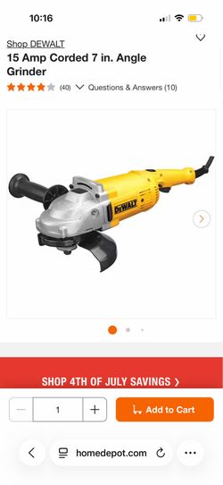 DEWALT 15 amp corded 7in angle grinder