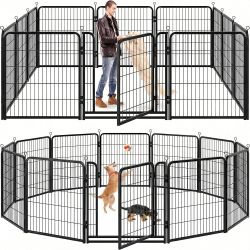 Dog Playpen Outdoor Extra Wide 12 Piece Panels Heavy Duty Anti-Rust Coating-Strengthened Dog Fence 40" Height with Doors Portable for RV Camping Yard,
