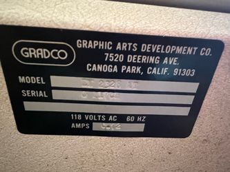 Gradco Graphic Arts Development Light Board