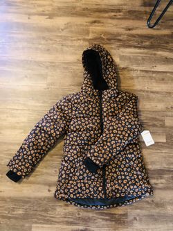 Brand New Big Girl L14 Size Winter Black Animal Puffer Coat