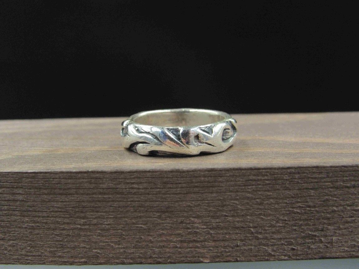 Size 5.75 Sterling Silver Floral Heavy Thick Band Ring Vintage Statement Engagement Wedding Promise Anniversary Bridal Cocktail