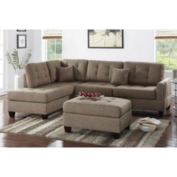Light Brown Sectional Sofa With Ottoman 