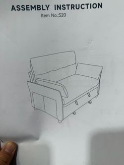 2012d  3 in 1 Convertible Sleeper Chair, Pull Out Sofa Bed With Adjustable Backrest, 2 Throw Pillows, Chenille Single Sleeper for Living Room, Small S