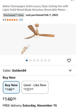 Ceiling Fan with Light Solid Wood $80