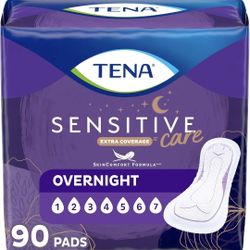 Tena Sensitive Care Extra Coverage Overnight Incontinence Pads - 90 Count - Max