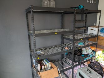 Set of 3 6x4 ft. Metal shelves. Steel. Weight limit 400 lb.