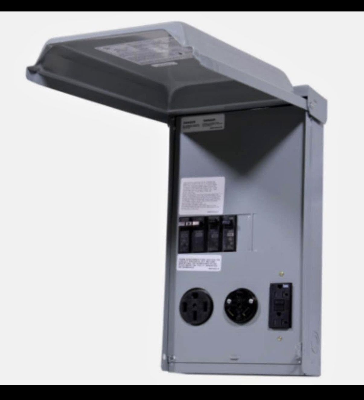 RV Panel with 50 Amp and 30 AMP RV Receptacles and a 20 Amp GFCI Receptacle.  GE Model # GE1LU532SS 