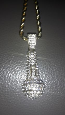 Microphone Designer chain with stones 20"