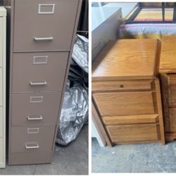 2 metal standard & legal 4 - drawer tall file cabinet $65 ea , 2 wood 2- drawer $45 