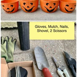 Gardening Tools and Pumpkin Planter Pot Set