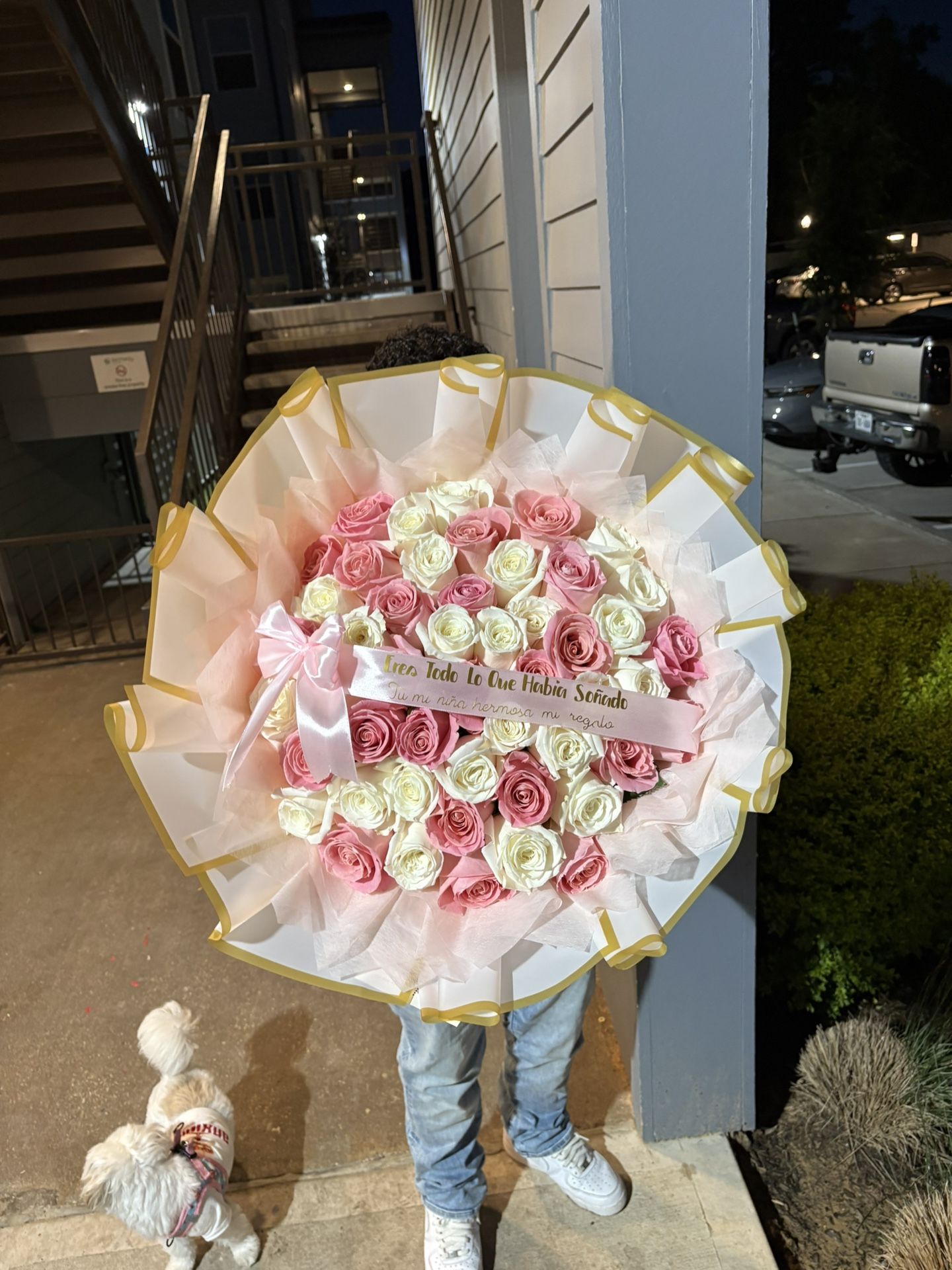 50 Pink and white roses