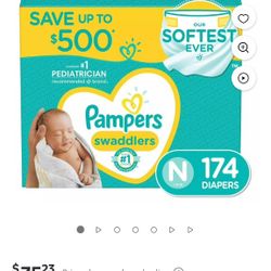 174 CT. NEWBORN PAMPERS SWADDLERS..$60 ..