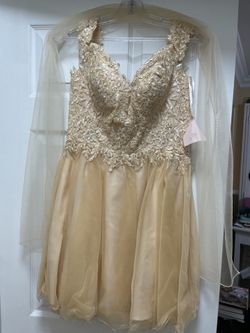 Champagne Dress With Shawl. 