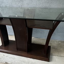 Glass top dining table - 6 x 3.5 ft