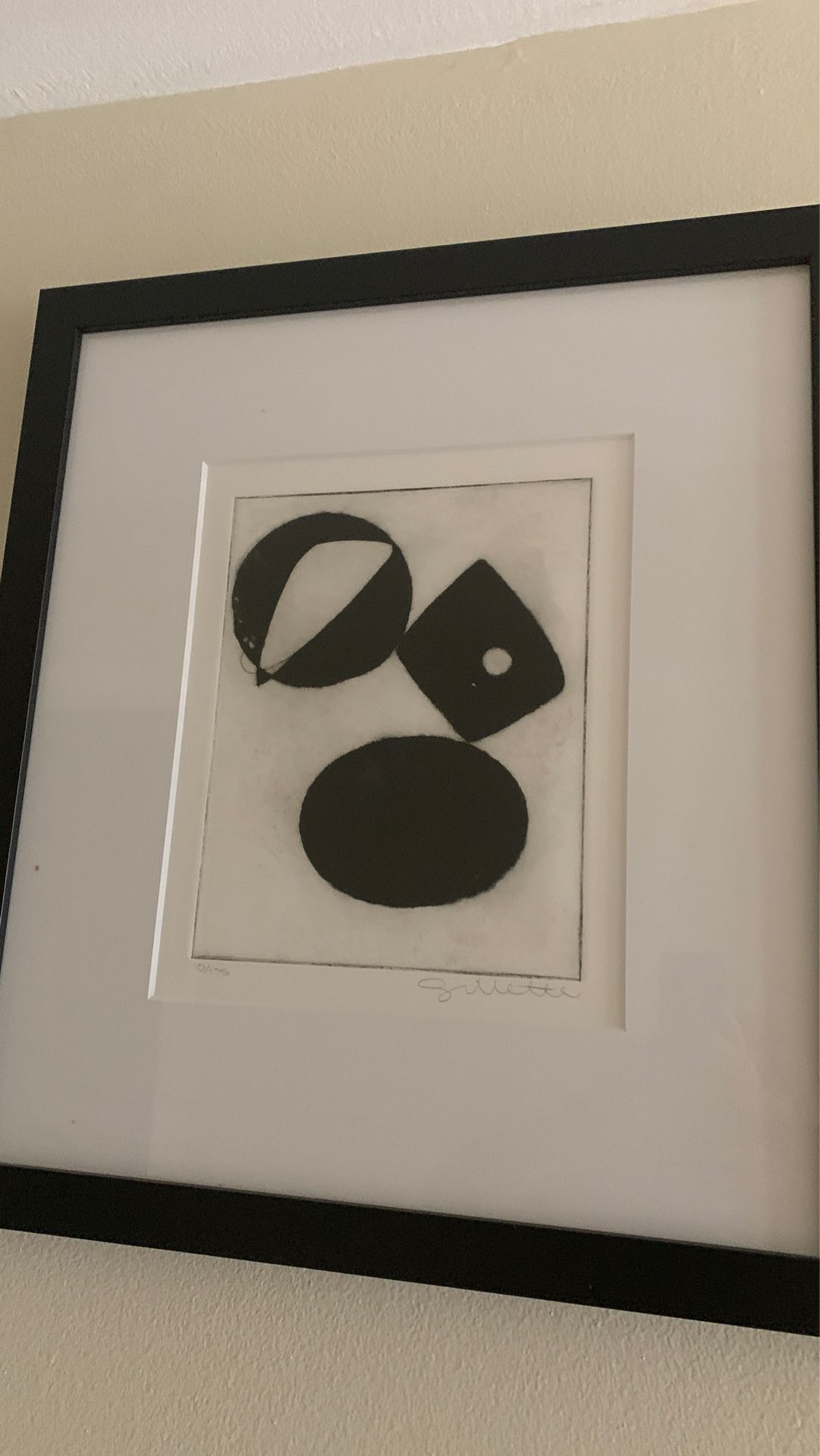 Black and white abstract numbered and signed