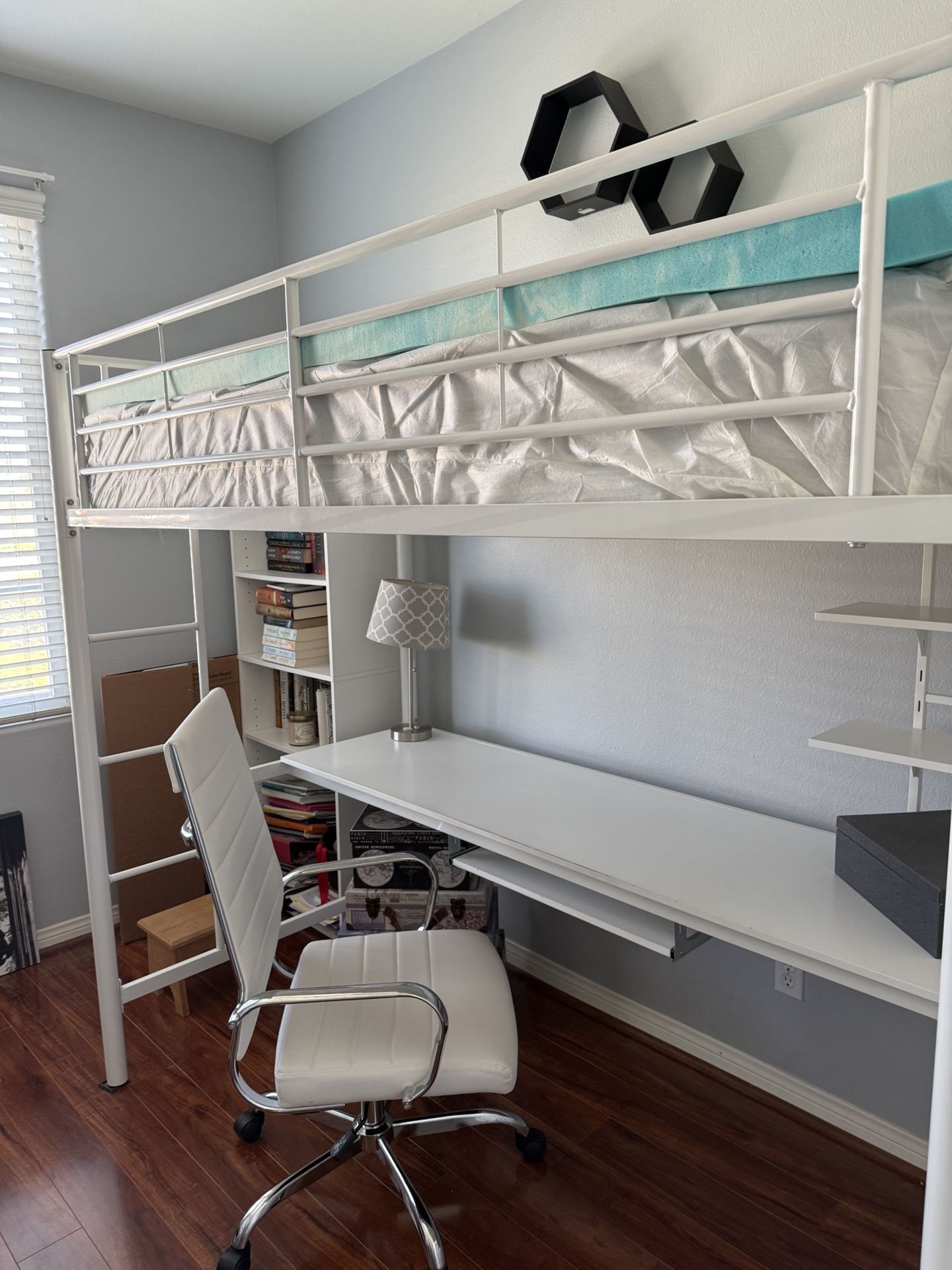 White Twin Loft Bed