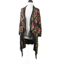 Southwestern Colorful Pride Tassel Open Cadigan Size Medium Jrs 