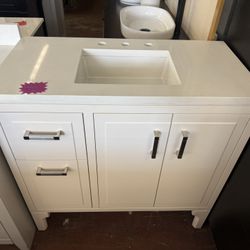 36 in. Single Sink White Bathroom vanity