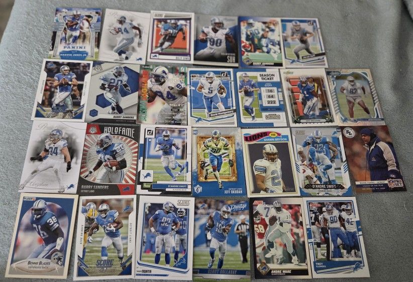 Lot of 26 Detroit Lions NFL Football Cards