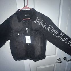 Black Denim Balenciaga Jacket Size Large